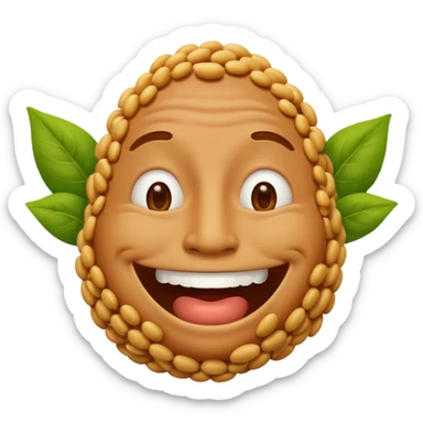 soybean man emoji, covering mouth and laughing sticker