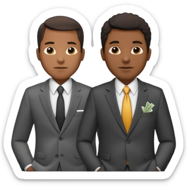 deux cheffe d'entreprise noir, un en train de compter sa montagne de billet et le deuxième derrière lui  poche vide pas d'argent  sticker