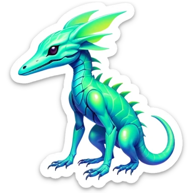 Tropical futuristic lush cool edgy neon Fionbri-Vernid-Elgyem-creature (full body) sticker