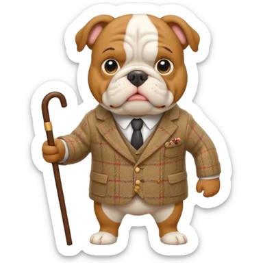 bulldog guide character, English theme sticker