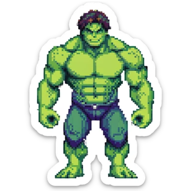 Bruce Banner transforming into Hulk sequence, 8-bit style sticker