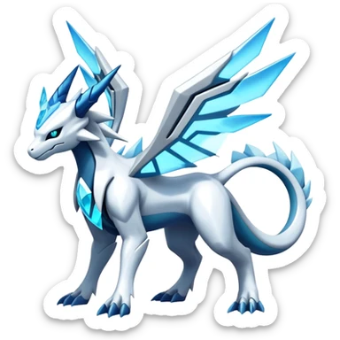 Futuristic Kyurem-reshiram-Glaceon-dialga-suicune-hybrid, full body sticker