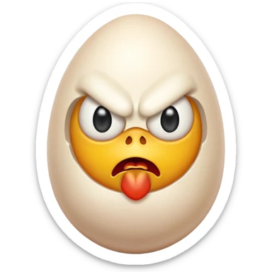 chiken egg with human mad face and feets sticker