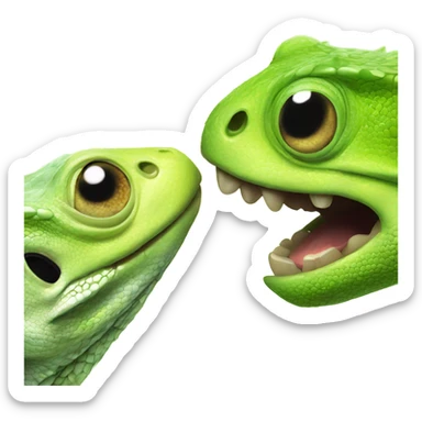 Two lizards licking a lime in the light sticker