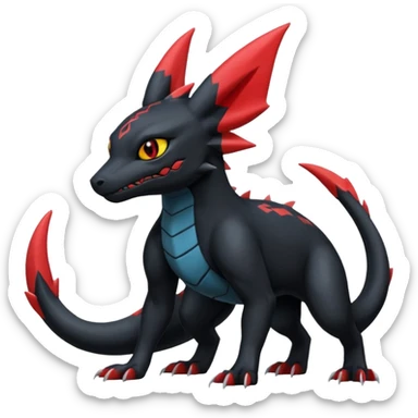 Dark Edgy Salandit-Salamence-Umbreon-Fakémon-hybrid-creature (full body)  sticker