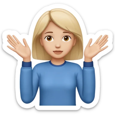 Girl with two hands in front out palms facing upwards and hands in front of her sticker