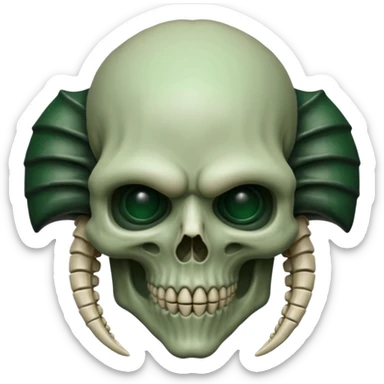 HR giger, wires dark green flesh undead sorcerer, head. bones and skin sticker