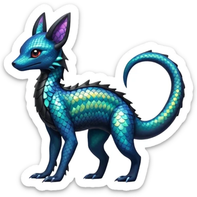 Scaley Exotic Salandit-Aurorus-Umbreon-Fakémon-hybrid-creature (full body)  sticker