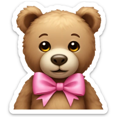 Teddy bear with a cute pink bow sticker