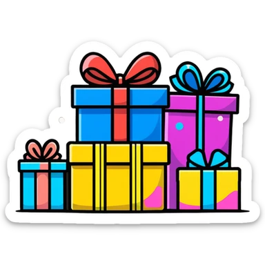 happy birthday celebration with gifts and confetti sticker