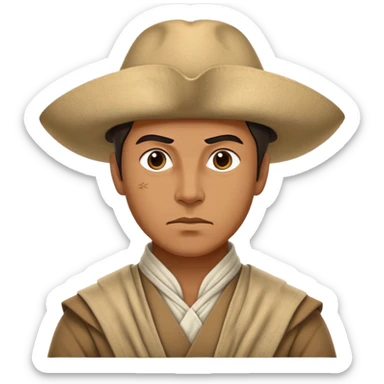 Cinematic Realistic Ho Chi Minh Portrait Emoji, depicted as a determined revolutionary leader in traditional attire with a humble expression, rendered with lifelike textures and soft natural lighting that captures his enduring legacy. sticker