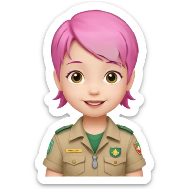 very small baby scout girl with pink hair sticker