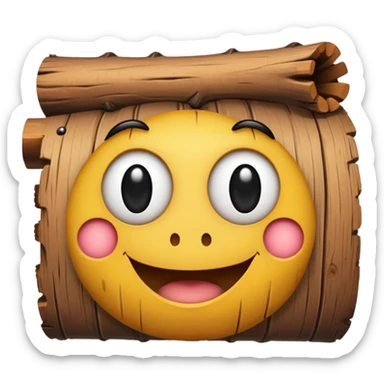 a log emoji. the top of the log is a smiley face with two small dots for eyes and a large U shape for the mouth. sticker