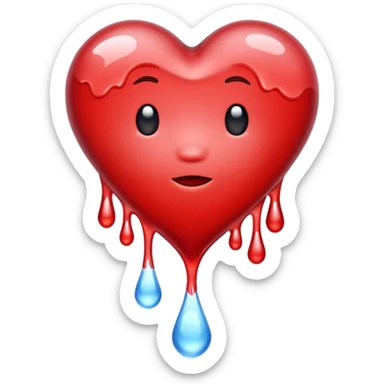 Heart melting and reforming, drip frozen mid-fall sticker