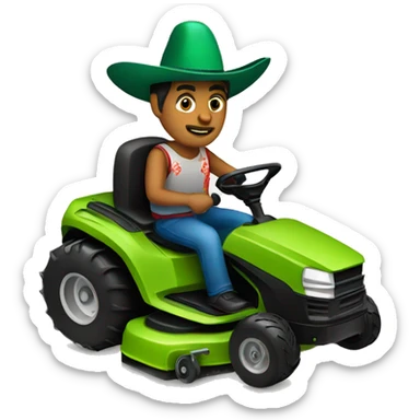 Mexican man with sombrero on a lawnmower sticker