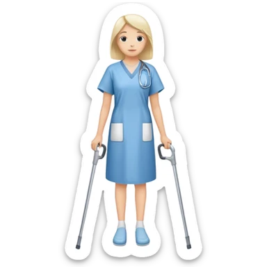 the emoji of an story This story is about a person who was skating, crashed, and got injured. They had to go to the hospital, and the doctor put them on crutches.
 sticker