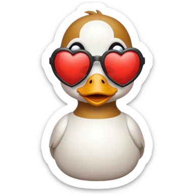 Make a frame emoji and inside it is a duck wearing red heart sunnies and the background is sky or anything blue sticker