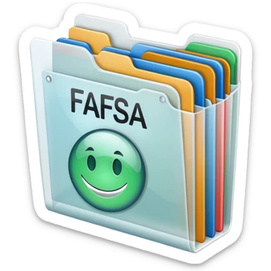 FAFSA info file - Transparent translucent plastic white folder sticker