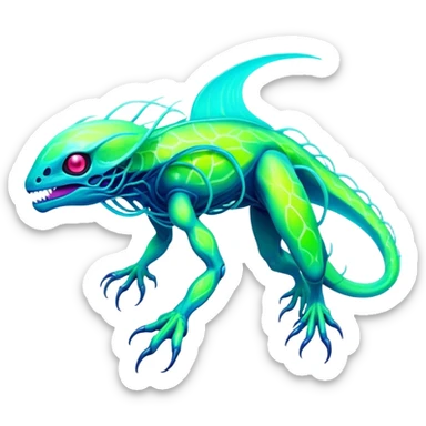Tropical futuristic lush neon Fionbri-Vernid-creature (full body) sticker