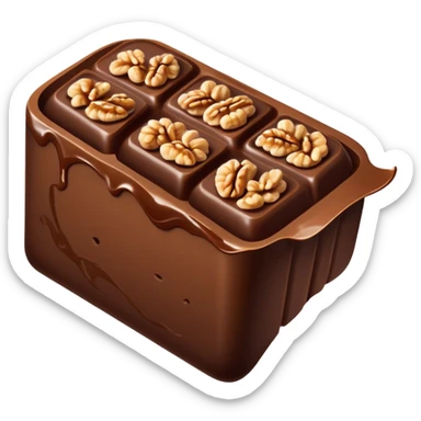 Oblong Tree-log-shaped-chocolate with marsipan swirled inside and with walnuts on top  without leaves sticker