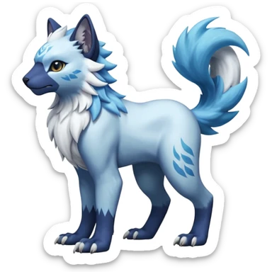Icy glacial glistening glossy smooth soft flaky scaly furry flurry hyper-realistic cozy boreal boreal-lupus-Lunaray-Manectric-Absol-Luxray-Bobcat-Fakémon-fusion-animal-creature, full body  sticker