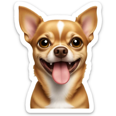 A brown chihuahua with its tongue hanging out on its side sticker