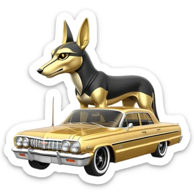 Hot rod custom 1964 impala low rider four door Anubis painted hood  sticker