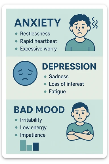 INFOGRAFICA , ANSIA DEPRESSIONE E CATTIVO UMORE sticker