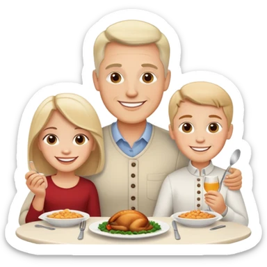 White family of three at dinner sticker