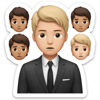a liittle tired and frustrated entepreneur (only his face). with suit and only a little bit emotional face. young entepreneurs with various suits, but in classic colours. various hair sticker