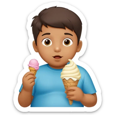 9 year old Pakistani boy eating 5 ice cream buckets and the boy has a VERY big tummy. sticker