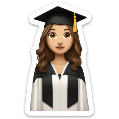 Brown haired white girl in graduation cap holding black long haired dachshund  sticker