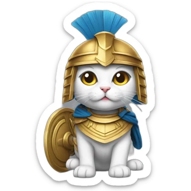 cat dressed as an greek hoplite sticker