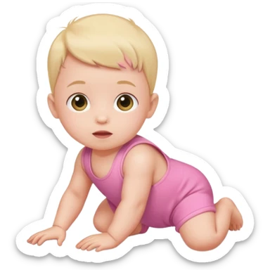 Baby in pink romper crawling sticker