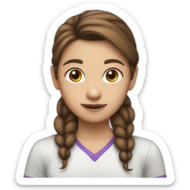girl with brown hair pony tail purple creneck sticker