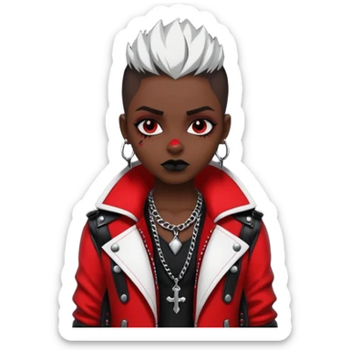 A cool urban punky gothic badass edgy black white and red styled outfit (aesthetic, clothes, clothing, loose object, apparel)  sticker