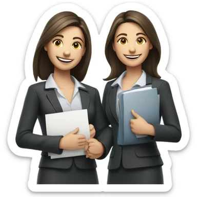 businesswoman two caucasian brunette girls celebrating sticker