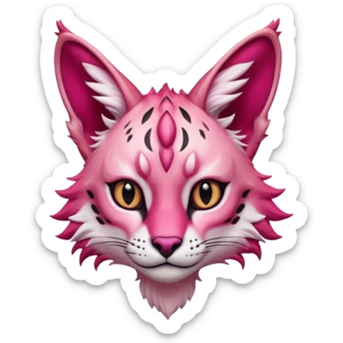 Epic complex detailed sanguine-red magenta pink white pastel realistic aesthetic-scenic-Fakémon-Trico-Sergal-Serval-Vernid-creature sticker