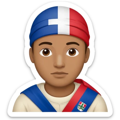 man wearing a dominican flag sticker
