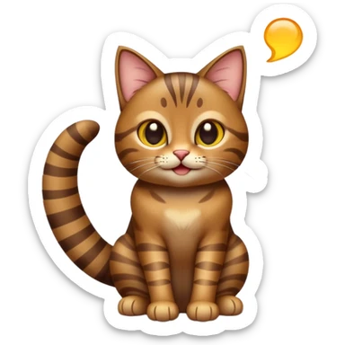 cinematic-[brown tabby cat]-realistic-full-body-sitting-emoji,-tail-curled-playfully-around-its-paws,-head-tilted-dramatically,-sleek-[tabby]-fur,-simplified-yet-hilariously-adorable-features,-highly-detailed,-glowing-with-an-almost-sarcastic-glow sticker