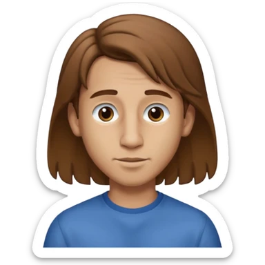 Make a emoji of a person with light skin with long nose hair that goes down like 2 inchis with long hair and with not that much hair and with his hair brown and who's a boy and who's nose hair goes down 2 inchis sticker