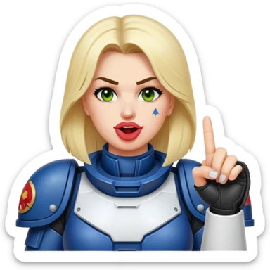 woman space marine crossed out middle finger and face with tongue out wink eye sticker