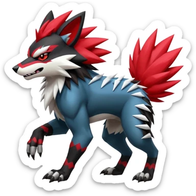 Shiny furry cool Zeraora-Zoroark-Obstagoon-fusion sticker