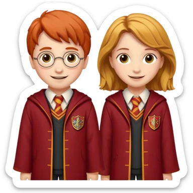 harry potter, ronald weasley and hermione granger in gryfinndor uniform sticker
