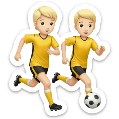 kids play soocer in yellow dress, boys sticker