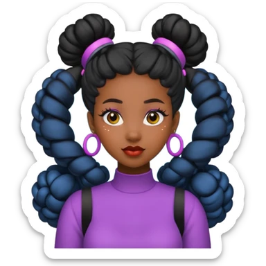 Black woman with Space buns sticker