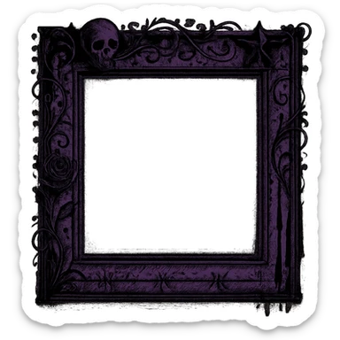 emo style black and purple empty picture frame sticker
