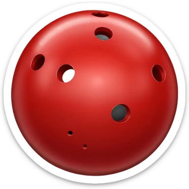 red bowling ball with 3 holes sticker