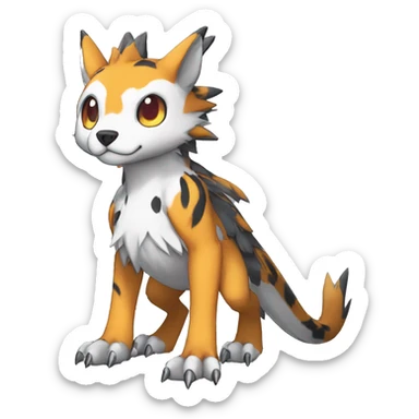 cute cool edgy Digimon-Fakemon-animal with markings full body sticker