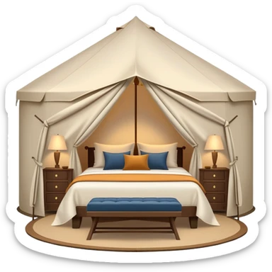 luxury glamping tent with elegant furniture and decorations sticker